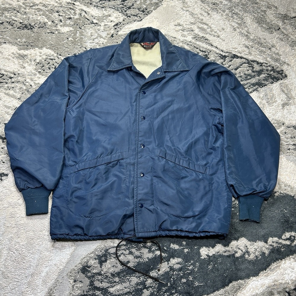True Vintage 70s Pla-Jac by Dunbrooke Blue Snap Fleece Lined Jacket Size Large